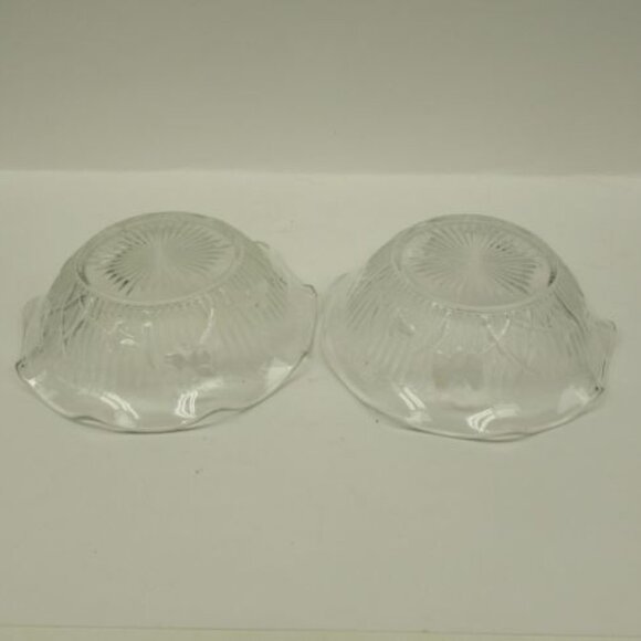 2 - Jeannette Glass Vintage Crystal IRIS and HERRINGBONE 5" Ruffled Sauce Bowls - Picture 4 of 4